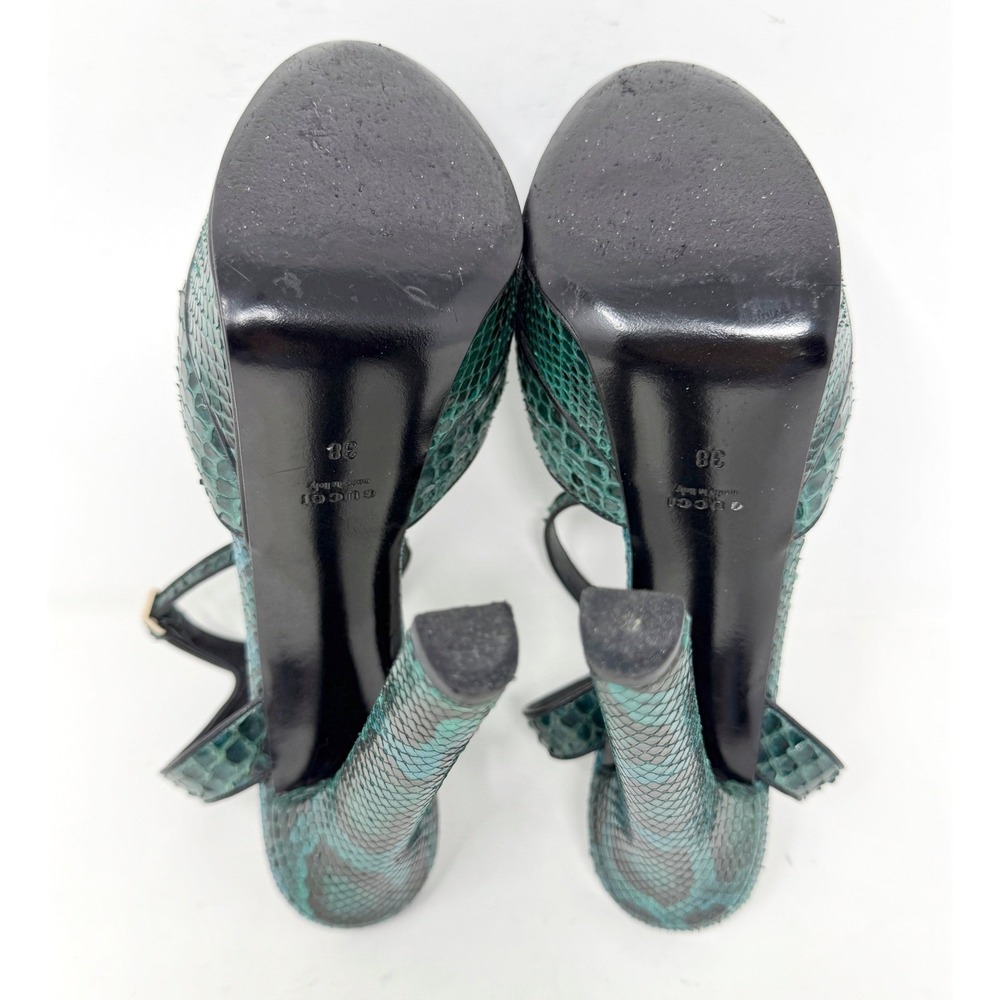 Gucci Python Platform Heels Green Statement Pumps Size‎ 38 - Picture 10 of 11